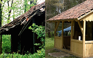 Zniszczona leśna chata z Puszczy Boreckiej została zrekonstruowana