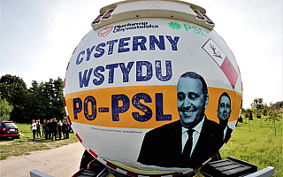 Ma symbolizować wyłudzenia, których mafie paliwowe dokonywały za rządów koalicji PO-PSL. „Cysterna wstydu” przyjechała do Olsztyna