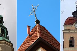 Silny wiatr nie odpuszcza. Uszkodził iglicę ratusza oraz dwa kościoły. Są też awarie prądu