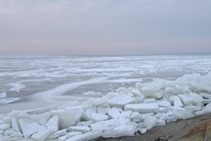 Wędkarze dryfowali na krze po Zalewie Wiślanym