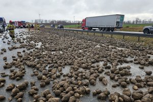 Zablokowana S7. Wywróciła się ciężarówka z burakami