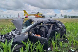 Wypadek na S7 koło Bogaczewa. 11-latek zabrany śmigłowcem do szpitala