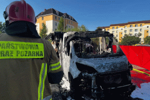 Na parkingu w Ełku spłonął kamper. Życie straciły dwie osoby
