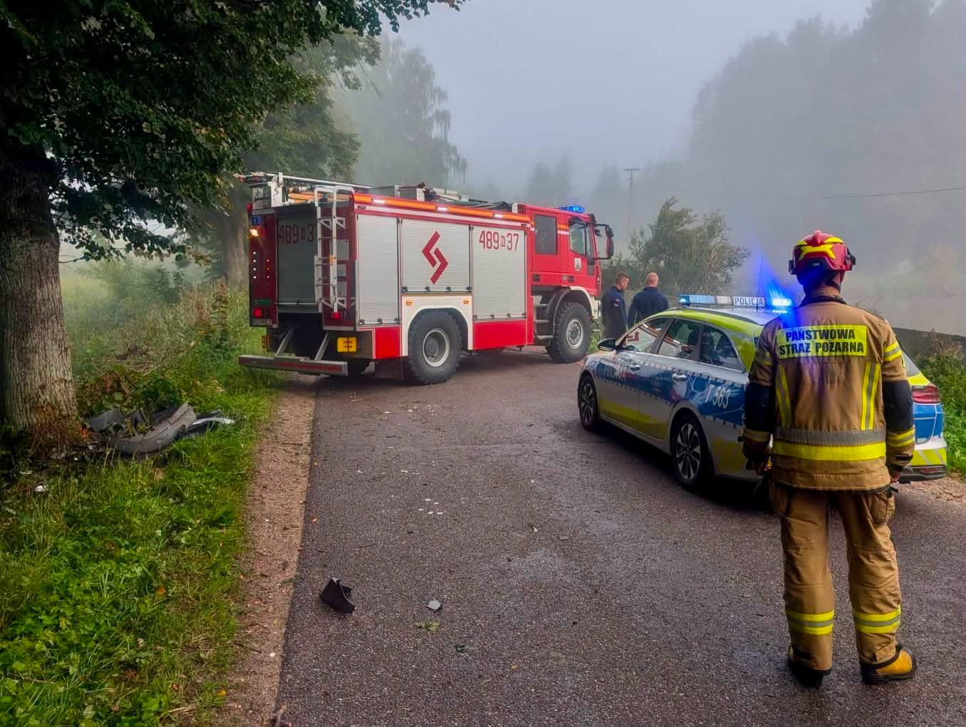 Śmiertelny wypadek koło Lidzbarka Warmińskiego. Samochód wpadł do zbiornika wodnego